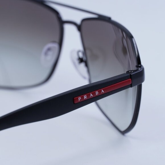 Prada Sport PS51VS 1BO5O0 Sunglasses Matte Black Square Frame, Grey Lenses - Picture 4 of 8